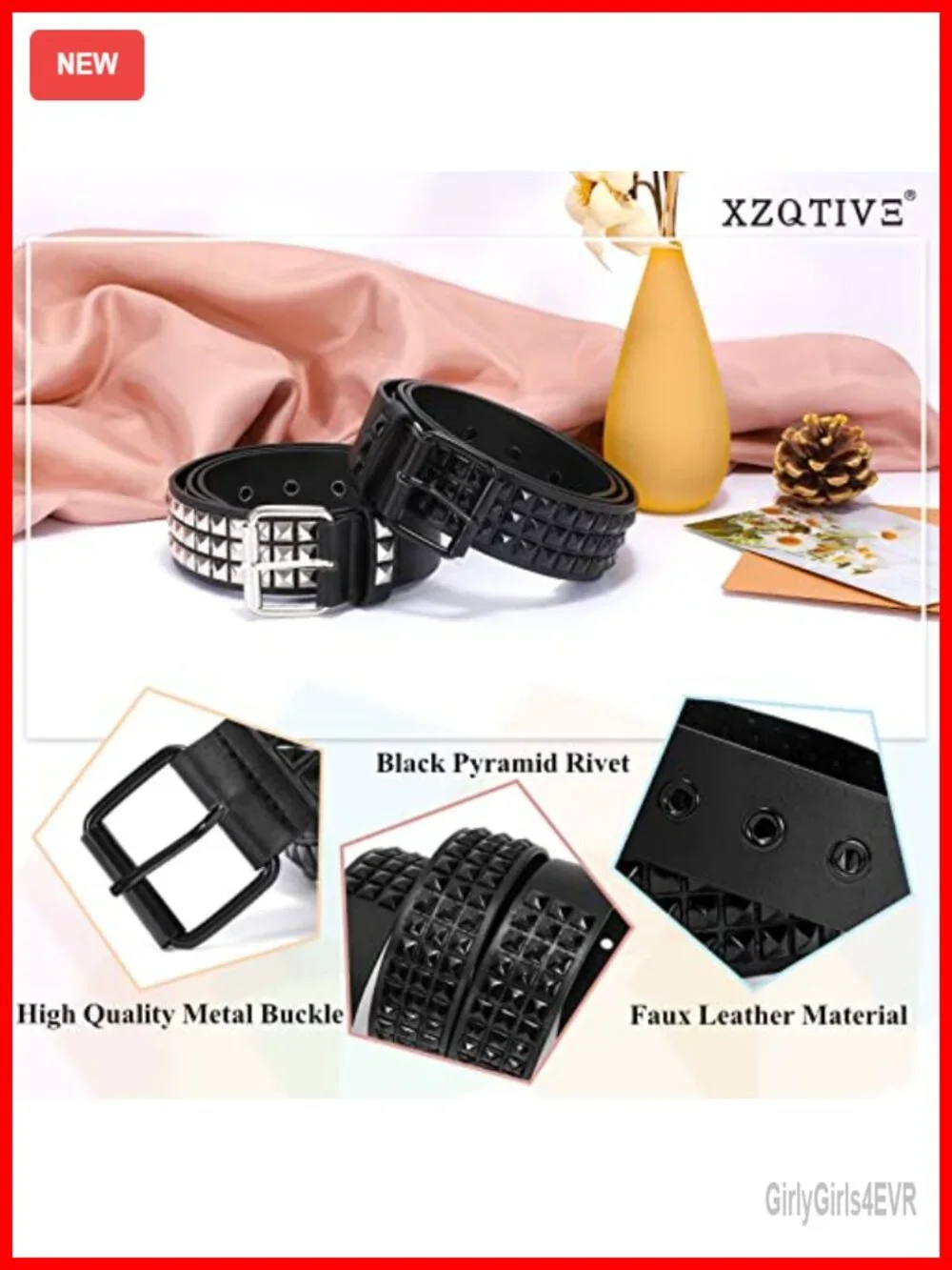 Punk Rock Studded Belt Faux Leather Gothic Rivet Belt for Women Men